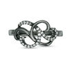 Thumbnail Image 2 of Lab-Created White Sapphire Scroll Ring in Sterling Silver with Black Rhodium