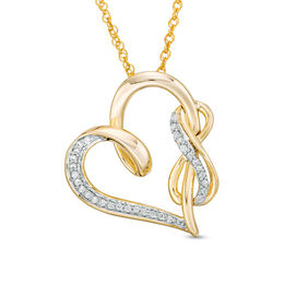 0.117 CT. T.W. Diamond Infinity and Swirl Heart Pendant in Sterling Silver with 14K Gold Plate