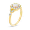 Thumbnail Image 3 of 5.5mm Lab-Created Opal and 0.14 CT. T.W. Diamond Frame Vintage-Style Ring in 10K Gold