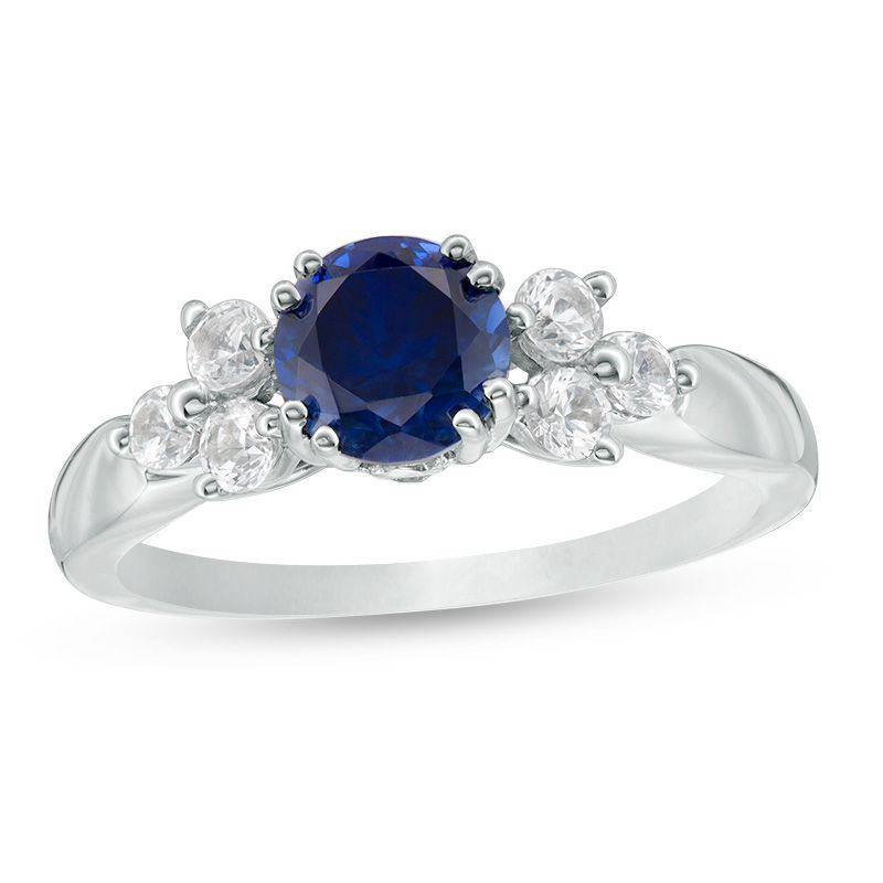 6.2mm Lab-Created Blue and White Sapphire Ring in Sterling Silver