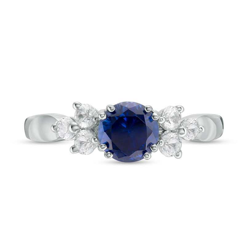 6.2mm Lab-Created Blue and White Sapphire Ring in Sterling Silver