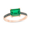 Thumbnail Image 1 of Emerald-Cut Lab-Created Emerald and 0.066 CT. T.W. Black Diamond Ring in 10K Rose Gold