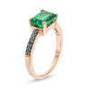 Thumbnail Image 3 of Emerald-Cut Lab-Created Emerald and 0.066 CT. T.W. Black Diamond Ring in 10K Rose Gold