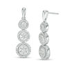 Thumbnail Image 0 of 0.95 CT. T.W. Composite Diamond Frame Three-Stone Drop Earrings in 10K White Gold