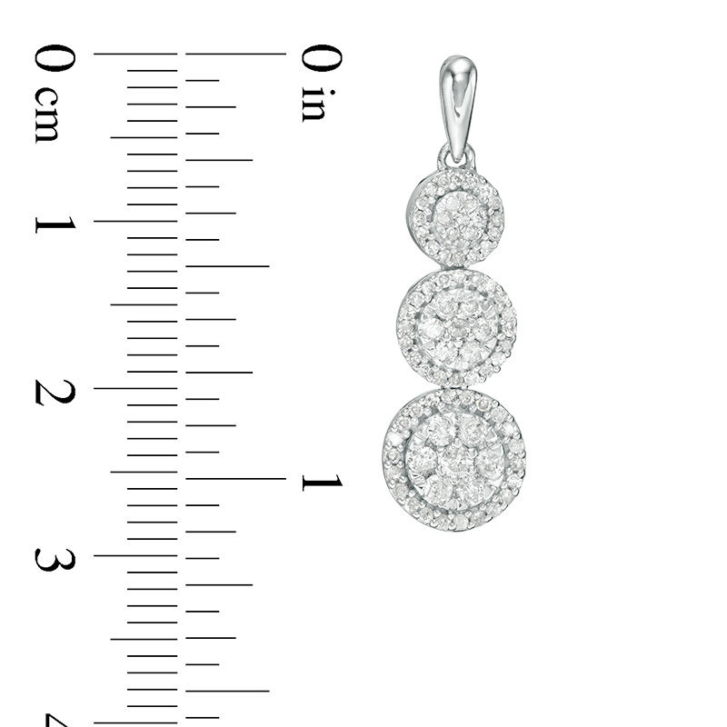 0.95 CT. T.W. Composite Diamond Frame Three-Stone Drop Earrings in 10K White Gold