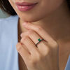 Thumbnail Image 2 of Princess-Cut Lab-Created Emerald and 0.11 CT. T.W. Black Diamond Ring in Sterling Silver