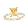 Thumbnail Image 0 of Emerald-Cut Citrine and 0.10 CT. T.W. Diamond Ring in 10K Gold