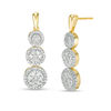 Thumbnail Image 0 of 0.95 CT. T.W. Composite Diamond Frame Three-Stone Drop Earrings in 10K Gold