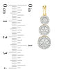 Thumbnail Image 2 of 0.95 CT. T.W. Composite Diamond Frame Three-Stone Drop Earrings in 10K Gold