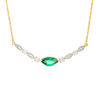Thumbnail Image 1 of Marquise Lab-Created Emerald and 0.18 CT. T.W. Diamond Vintage-Style Necklace in 10K Gold