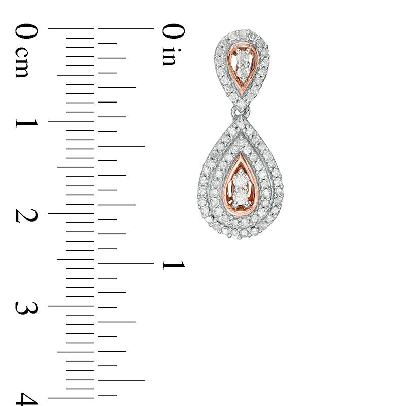 0.58 CT. T.W. Diamond Frame Teardrop Earrings in 10K Rose Gold