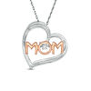 Thumbnail Image 0 of Unstoppable Love™ 0.04 CT. T.W. Diamond "MOM" Tilted Heart Pendant in Sterling Silver with 14K Rose Gold Plate