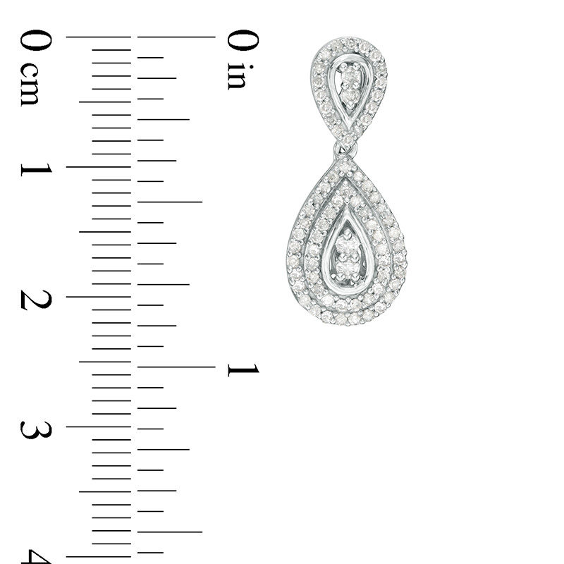 Main Image 3 of 0.58 CT. T.W. Diamond Frame Teardrop Earrings in 10K White Gold