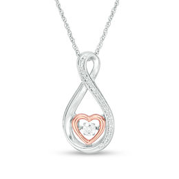 Unstoppable Love™ Diamond Accent Infinity and Heart Pendant in Sterling Silver with 14K Rose Gold Plate