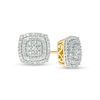 Thumbnail Image 0 of 0.37 CT. T.W. Composite Diamond Double Cushion Frame Stud Earrings in 10K Gold