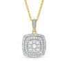 0.37 CT. T.W. Composite Diamond Double Cushion Frame Pendant in 10K Gold