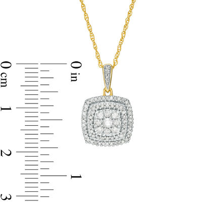 0.37 CT. T.W. Composite Diamond Double Cushion Frame Pendant in 10K Gold