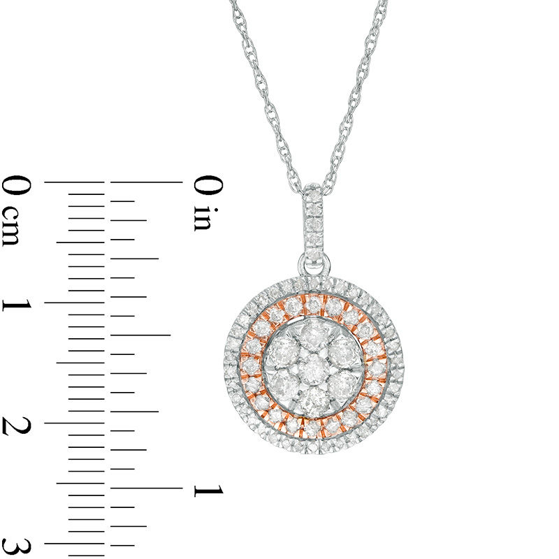 0.95 CT. T.W. Composite Diamond Double Frame Pendant in 10K Two-Tone Gold