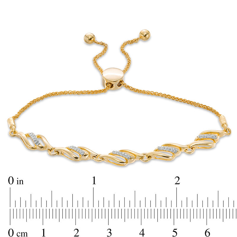 0.18 CT. T.W. Diamond Wave Bolo Bracelet in 10K Gold - 9.5"