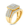 Thumbnail Image 2 of 1.23 CT. T.W. Multi-Diamond Square Frame Vintage-Style Multi-Row Bridal Set in 10K Gold