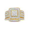 Thumbnail Image 4 of 1.23 CT. T.W. Multi-Diamond Square Frame Vintage-Style Multi-Row Bridal Set in 10K Gold
