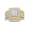 Thumbnail Image 3 of 1.23 CT. T.W. Multi-Diamond Square Frame Vintage-Style Multi-Row Bridal Set in 10K Gold