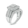 Thumbnail Image 2 of 1.23 CT. T.W. Multi-Diamond Square Frame Vintage-Style Multi-Row Bridal Set in 10K White Gold