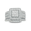 Thumbnail Image 3 of 1.23 CT. T.W. Multi-Diamond Square Frame Vintage-Style Multi-Row Bridal Set in 10K White Gold