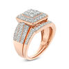 Thumbnail Image 3 of 1.23 CT. T.W. Multi-Diamond Square Frame Vintage-Style Multi-Row Bridal Set in 10K Rose Gold