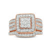 Thumbnail Image 3 of 1.23 CT. T.W. Multi-Diamond Square Frame Vintage-Style Multi-Row Bridal Set in 10K Rose Gold