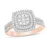 Thumbnail Image 0 of 0.37 CT. T.W. Diamond Double Cushion Frame Ring in 10K Rose Gold