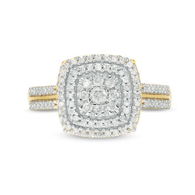 0.37 CT. T.W. Diamond Double Cushion Frame Ring in 10K Gold