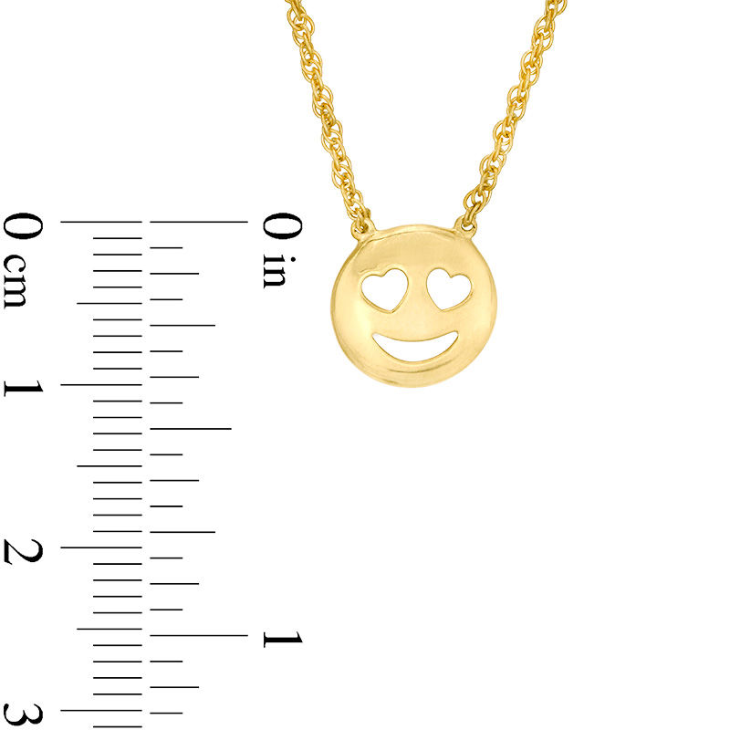 Main Image 2 of Smiley Face with Heart-Eyes Necklace in Sterling Silver with 14K Gold Plate