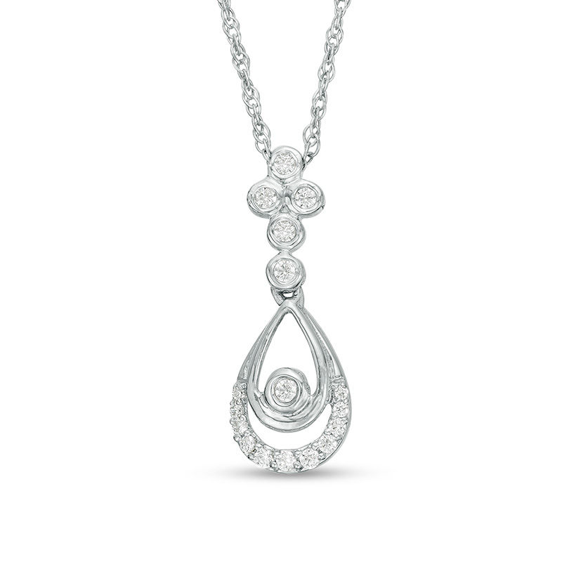 0.18 CT. T.W. Diamond Double Teardrop Pendant in Sterling Silver|Peoples Jewellers