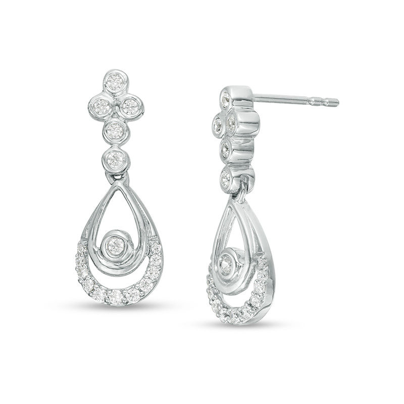 0.23 CT. T.W. Diamond Double Teardrop Earrings in Sterling Silver|Peoples Jewellers