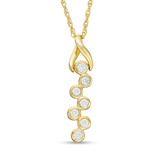 0.115 CT. T.W. Diamond Twist Bezel-Set Scatter Pendant in 10K Gold
