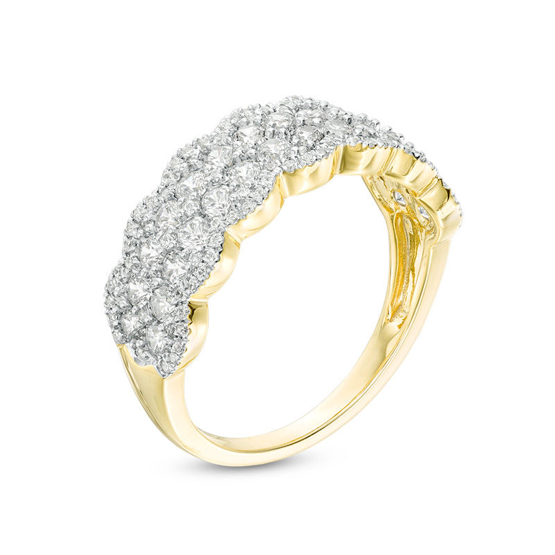 Main Image 3 of 0.95 CT. T.W. Diamond Double Row Scallop-Edge Band in 10K Gold