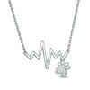 Thumbnail Image 1 of Diamond Accent Heartbeat and Paw Print Dangle Necklace in Sterling Silver
