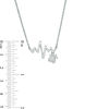 Thumbnail Image 3 of Diamond Accent Heartbeat and Paw Print Dangle Necklace in Sterling Silver