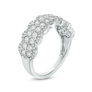 0.95 CT. T.W. Diamond Double Row Scallop-Edge Band in 10K White Gold