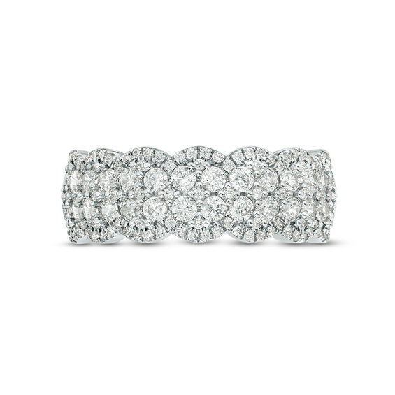 0.95 CT. T.W. Diamond Double Row Scallop-Edge Band in 10K White Gold