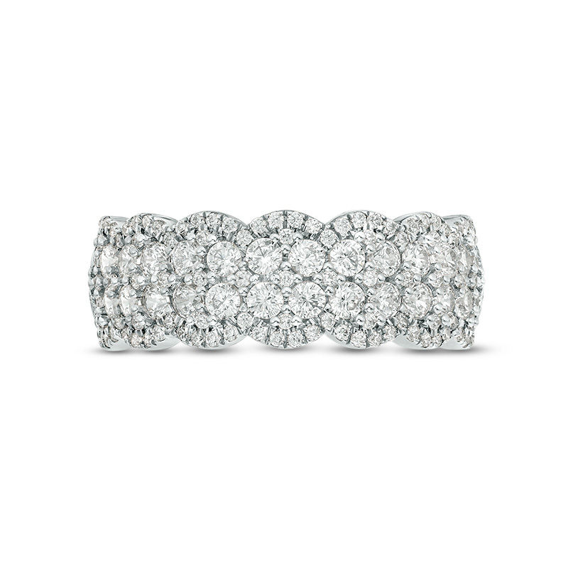 0.95 CT. T.W. Diamond Double Row Scallop-Edge Band in 10K White Gold