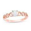 Thumbnail Image 1 of 4.5mm Lab-Created White Sapphire Solitaire Heart Shank Promise Ring in 10K Rose Gold