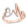 Thumbnail Image 0 of 0.115 CT. T.W. Diamond Heart and Heartbeat Ring in 10K Rose Gold