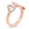 Thumbnail Image 2 of 0.115 CT. T.W. Diamond Heart and Heartbeat Ring in 10K Rose Gold