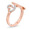 Thumbnail Image 3 of 0.115 CT. T.W. Diamond Heart and Heartbeat Ring in 10K Rose Gold