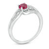 Thumbnail Image 2 of 4.0mm Lab-Created Ruby Solitaire Textured Loop Bypass Split Shank Promise Ring in Sterling Silver