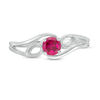 Thumbnail Image 3 of 4.0mm Lab-Created Ruby Solitaire Textured Loop Bypass Split Shank Promise Ring in Sterling Silver