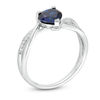 Thumbnail Image 2 of 6.0mm Heart-Shaped Lab-Created Blue Sapphire and 0.04 CT. T.W. Diamond Crossover Bypass Promise Ring in Sterling Silver