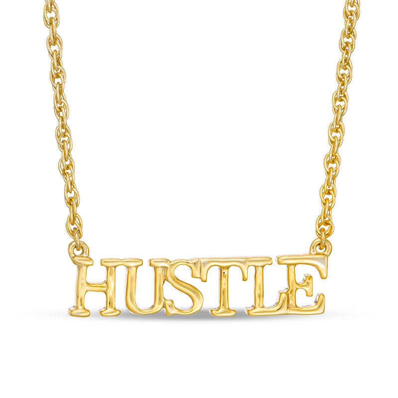 "HUSTLE" Necklace in Sterling Silver with 14K Gold Plate - 17.25"